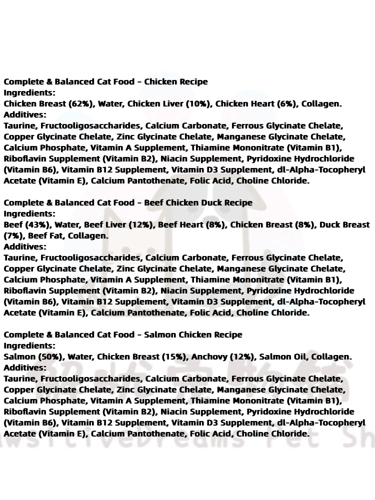 Rosy Fresh Complete & Balanced Chicken/Beef/Salmon Cat Food 100g