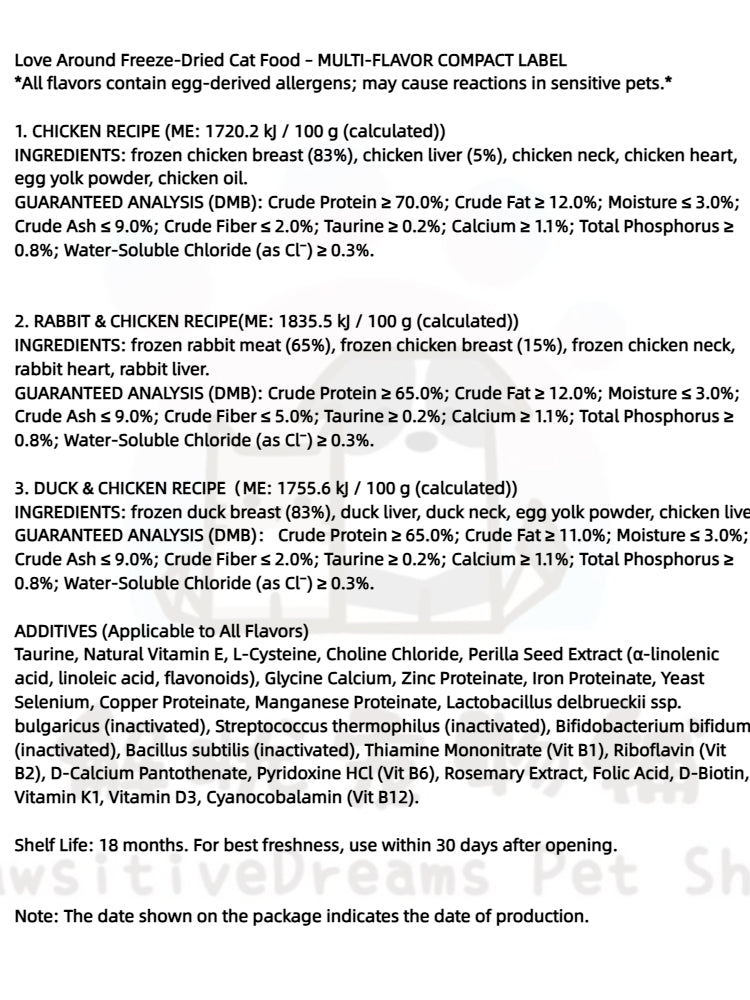 Love Around Freeze Dried Cat Food