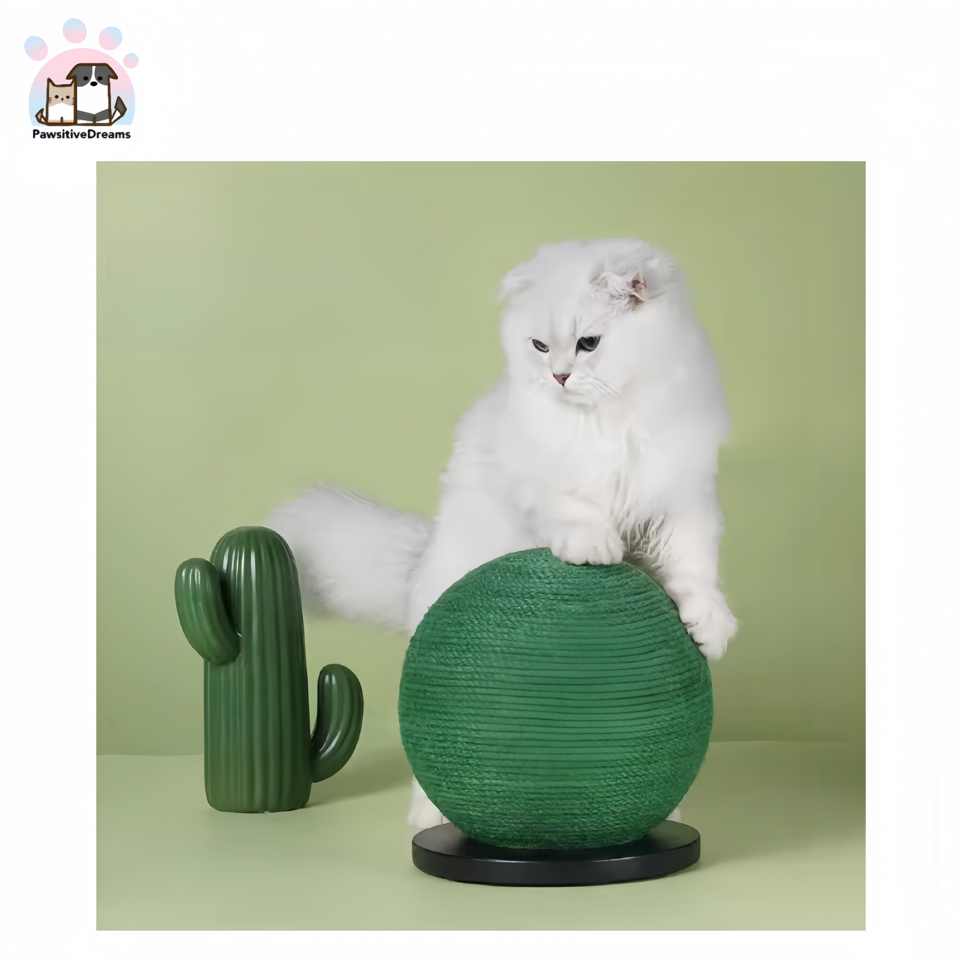 ZEZE Cactus-Shaped Spherical Cat Scratching Ball, Self-Entertaining Boredom Relief for Cats - Pawsitive Dreams