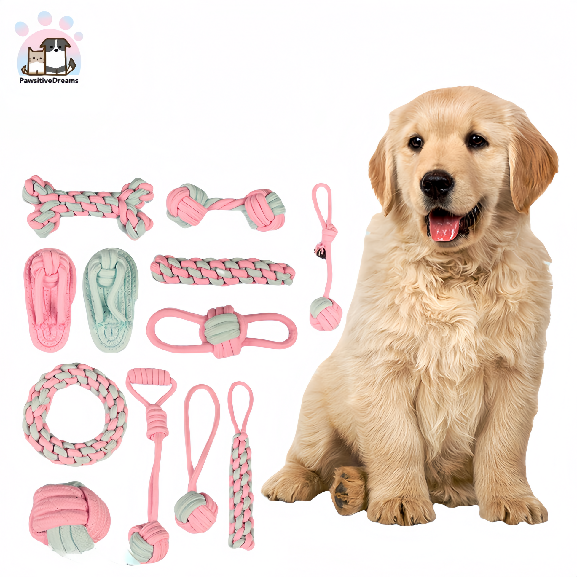 Rope Pull Toy for Boredom & Stimulating for Dogs, Durable Knotted for Biting and Teeth Cleaning - Pawsitive Dreams