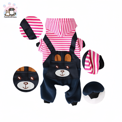 Striped Overalls Design for Medium to Large Dogs - Pawsitive Dreams