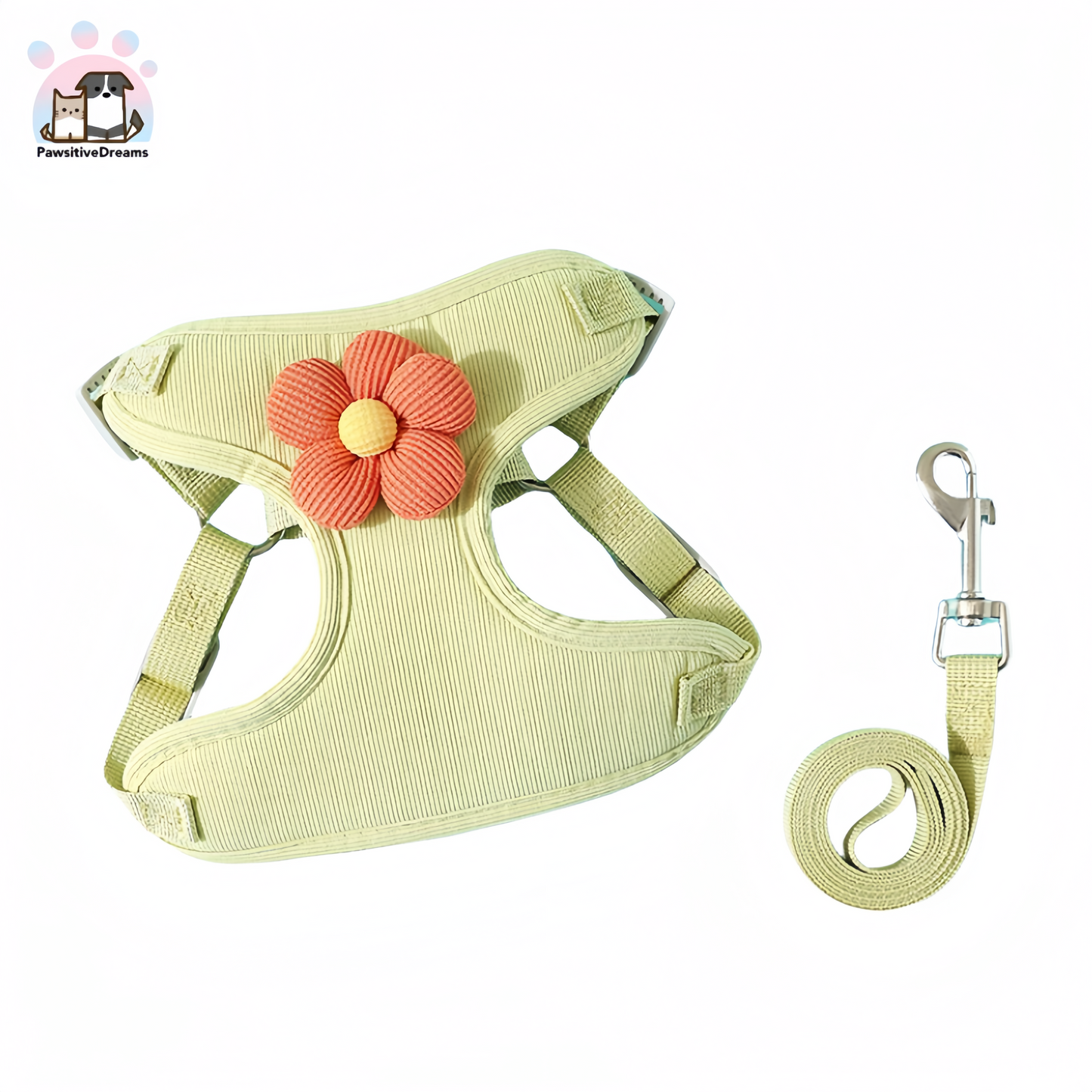 Vest-Style Flower Pet Harness and Leash, Escape-Proof Design For Dog and Cat - Pawsitive Dreams