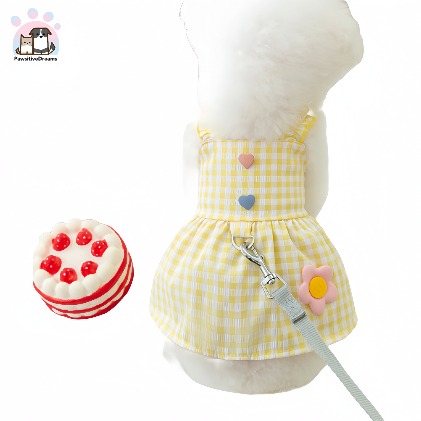 Hipidog Mini Plaid Skirt With Leash Ring, Heart and Flower Pattern For Cat & Small Dog - Pawsitive Dreams