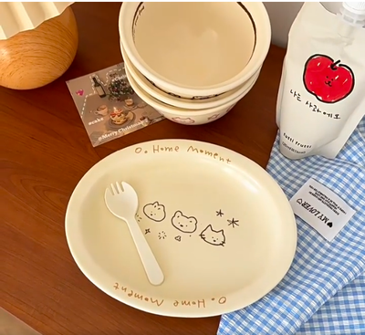 Cat-Themed Ceramic Plate