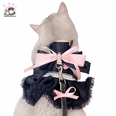 Yueyue Handmade Kuromi Dress Harness With Nylon Leash, Necklace For Cat and Dog - Pawsitive Dreams