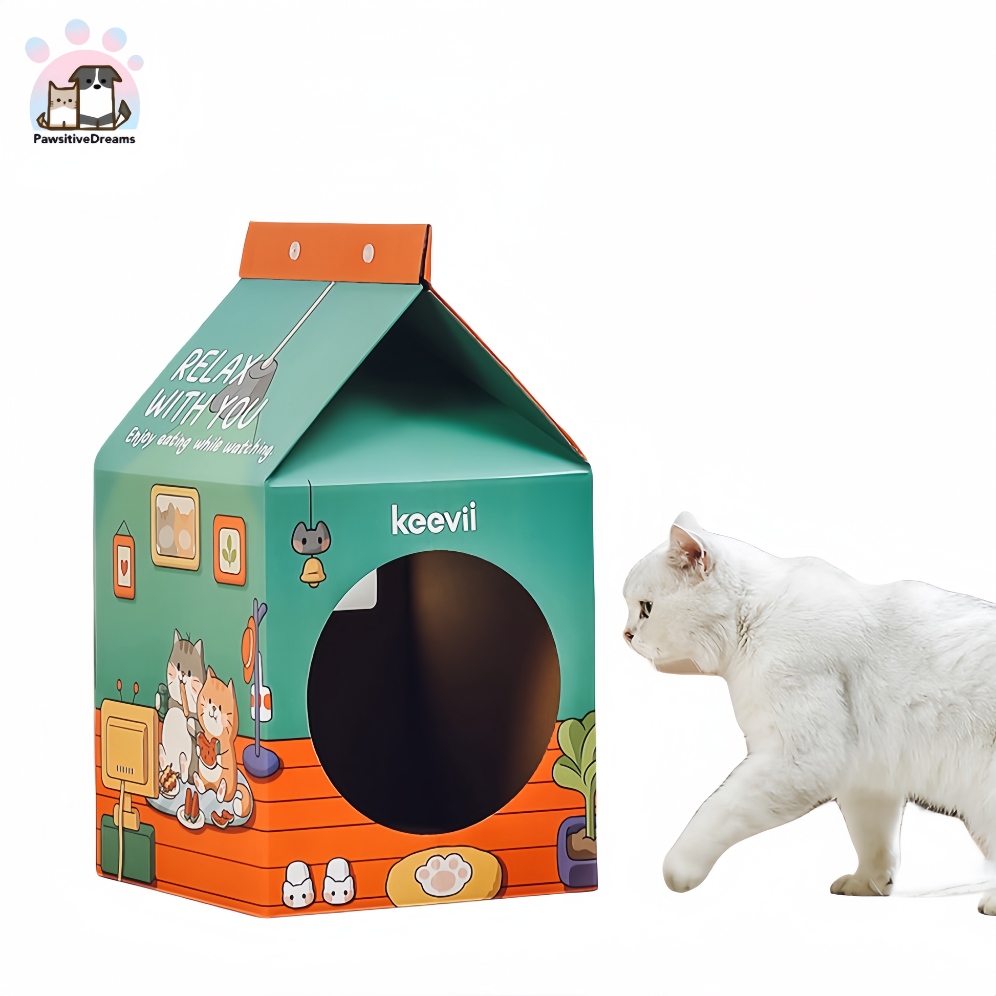 A Cat's Day Series Cat House and Scratching Board For Cats - Pawsitive Dreams