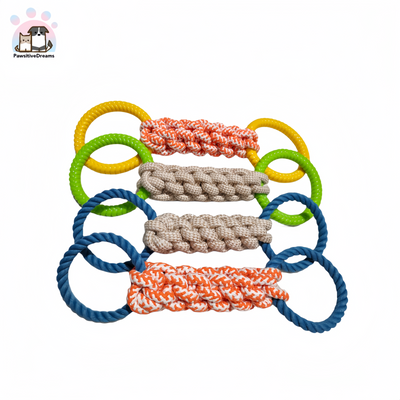 Cotton Rope With Rubber Ring for Medium to Large Dogs, Durable Dog Chew Toys - Pawsitive Dreams