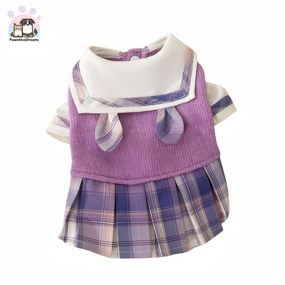 Hipidog Early Spring Warm JK Uniform With Bunny Ear, Plain Skirt For Cat & Small Dog - Pawsitive Dreams