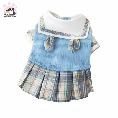 Hipidog Early Spring Warm JK Uniform With Bunny Ear, Plain Skirt For Cat & Small Dog - Pawsitive Dreams