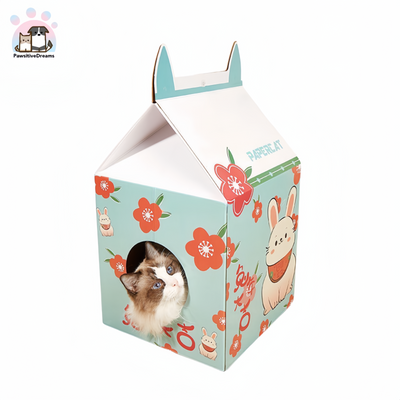 Rabbit Series Milk Box Cat House and Scratching Board For Cats - Pawsitive Dreams