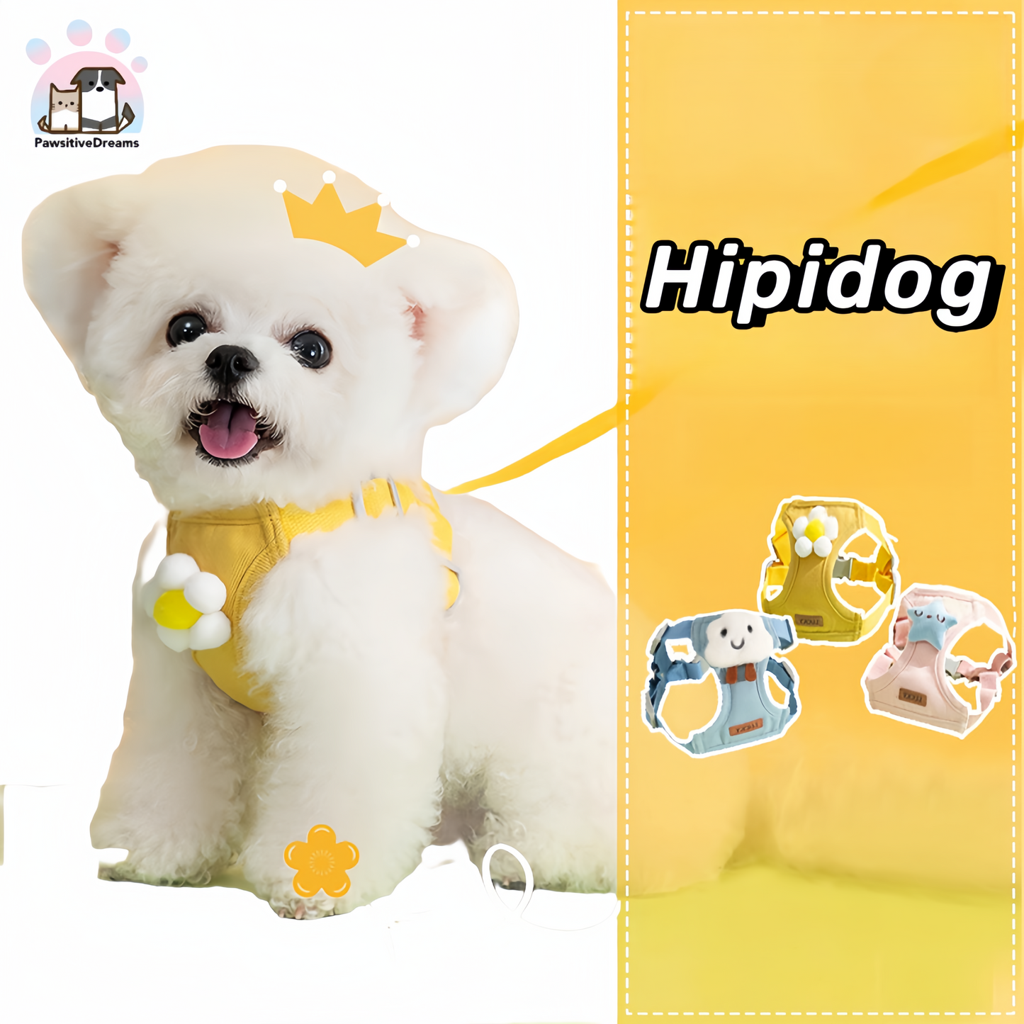 Hipidog Carton Cute Accessories Adjustable Harnesses With Leash For Cat & Small Dog - Pawsitive Dreams