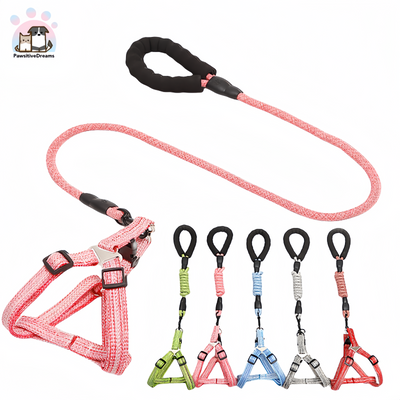 Adjustable Linen Dog Harness and Leash Set - Pawsitive Dreams