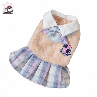 Hipidog Early Spring Warm JK Uniform With Bowknot, Plain Skirt For Cat & Small Dog - Pawsitive Dreams