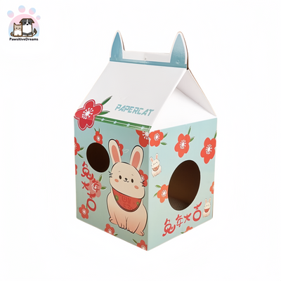 Rabbit Series Milk Box Cat House and Scratching Board For Cats - Pawsitive Dreams