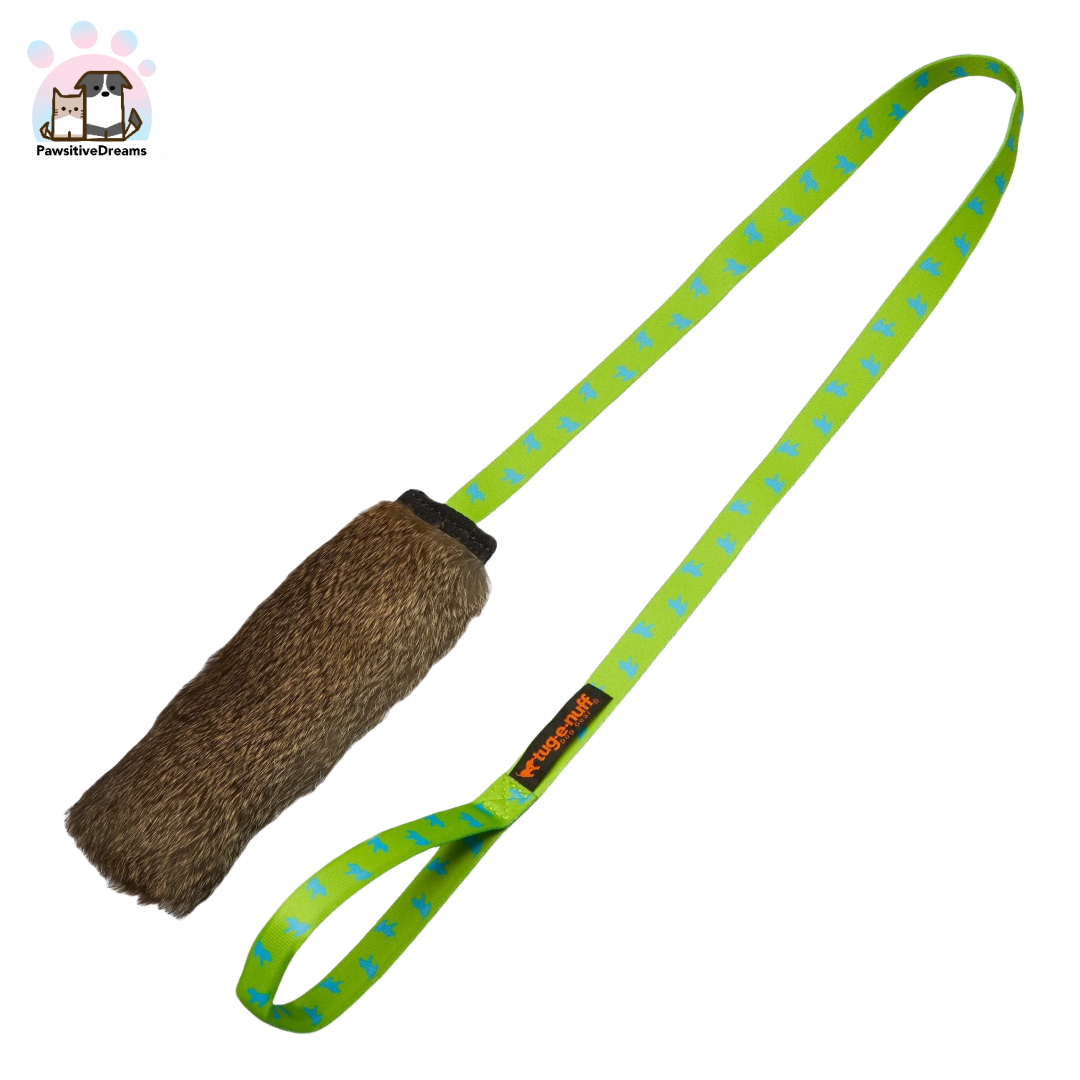 Tug-E-Nuff Rabbit Skin Squeaky Chaser Tug Toy