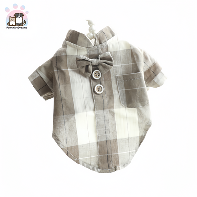 Accope Cotton Plaid Shirt With Bow Tie For Cat & Small Dog - Pawsitive Dreams