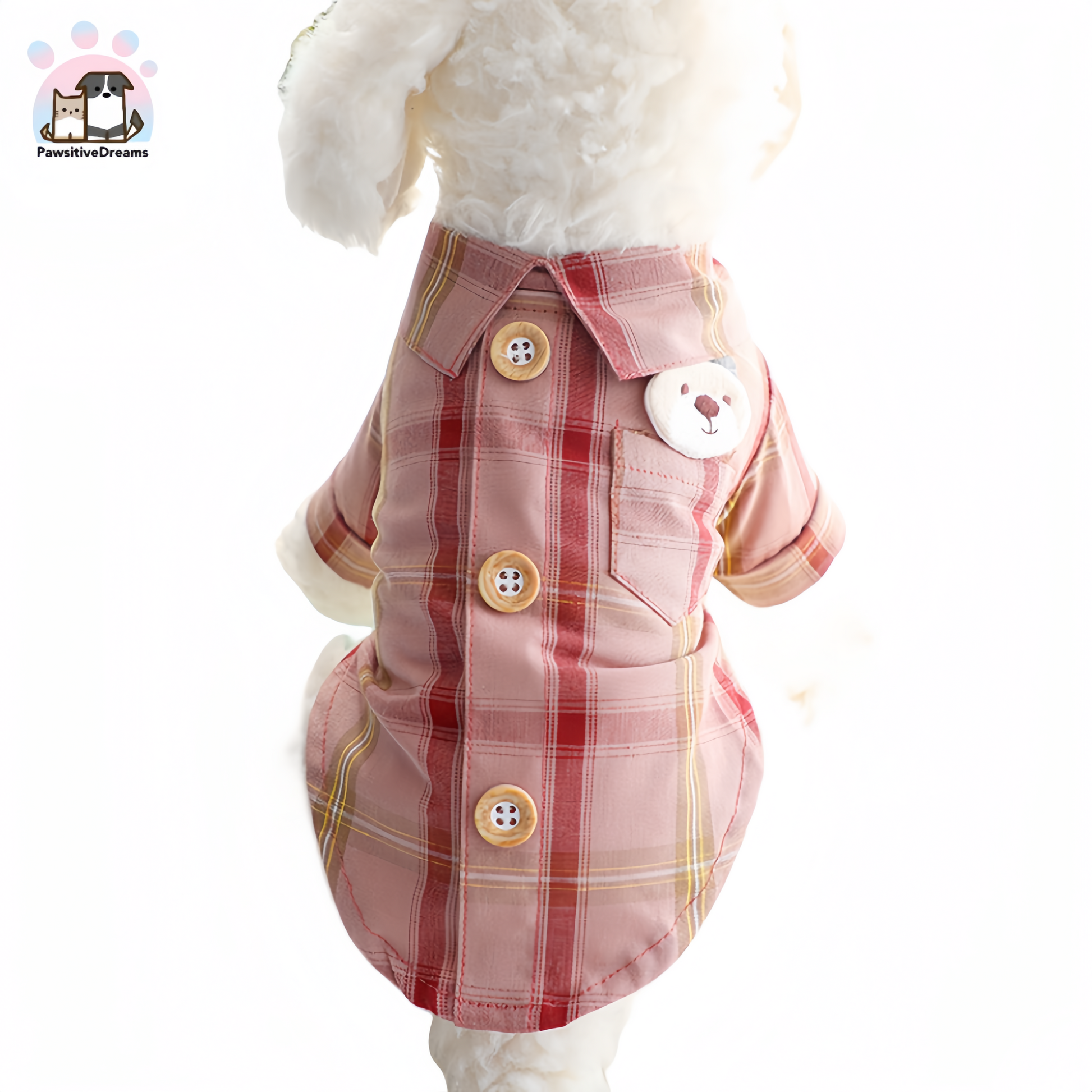 Accope Summer Cotton Plaid Shirt With Bear Pattern For Cat & Small Dog - Pawsitive Dreams