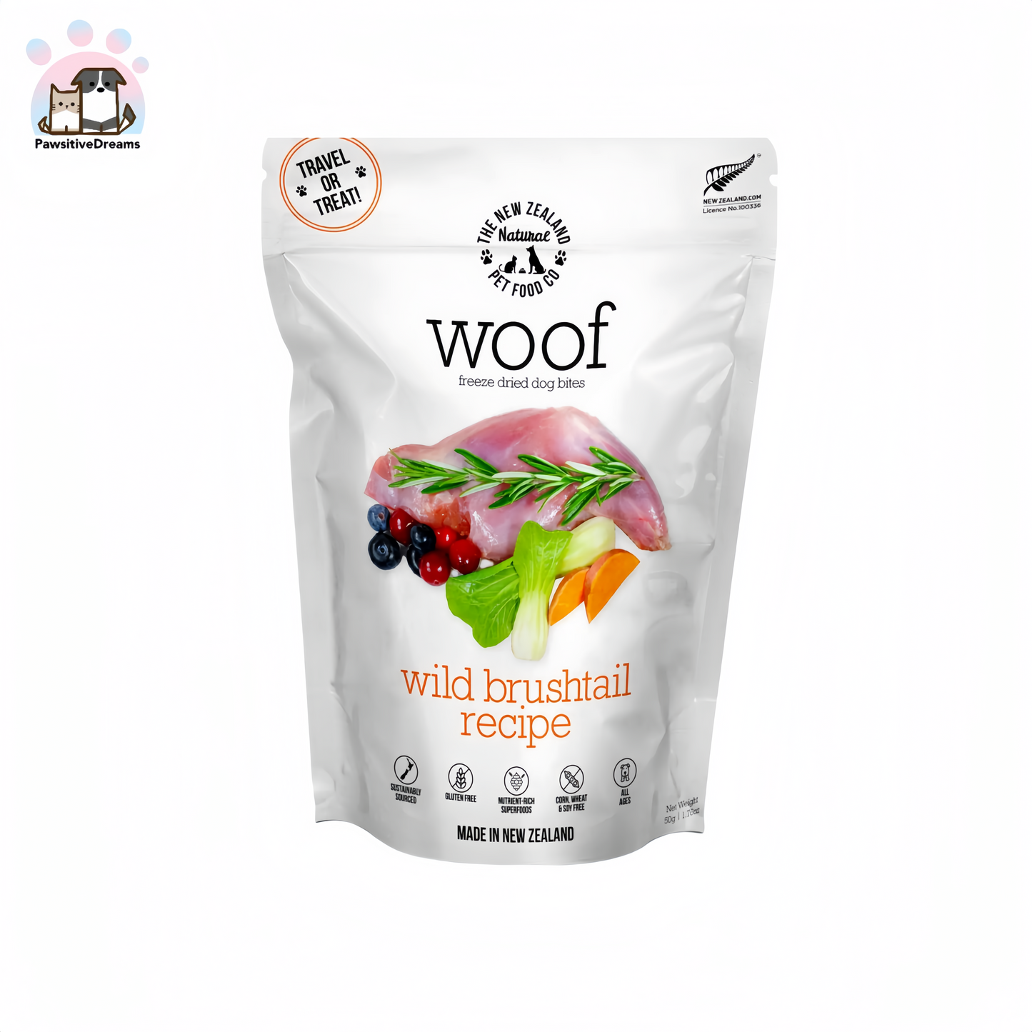 Woof Wild Brushtail Freeze Dried Dog Bites