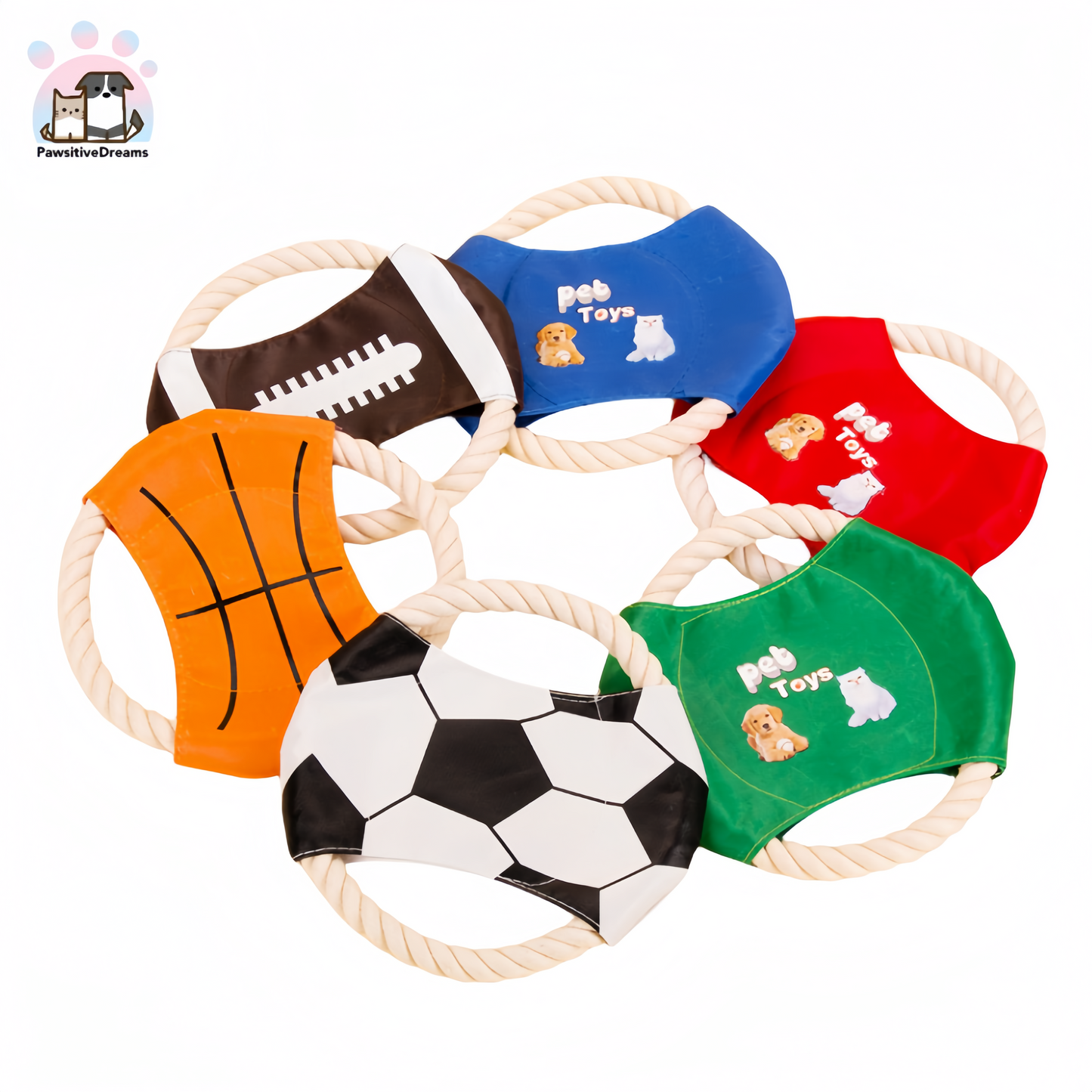 Hipidog Dog Flying Discs, Cotton Rope, Canvas Dog Toys - Pawsitive Dreams