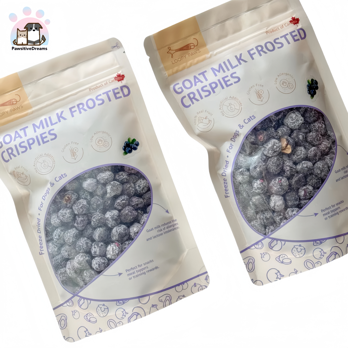 Loopypaws Goat Milk Frosted Crispies-Blueberry