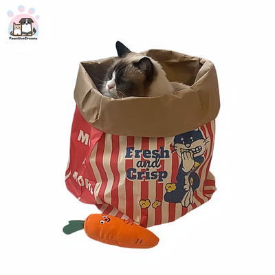 Creative Cute Pet Cat and Dog Kraft Paper Popcorn Bag, Intellectual Stress Relief Toy - Pawsitive Dreams