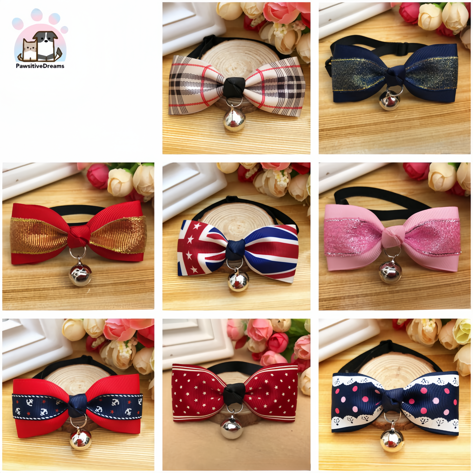 Hanbeibei Handmade Polyester Bow Tie With Bell For Cat and Dog - Pawsitive Dreams