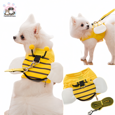 Hipidog Carton Bee Adjustable Harnesses With Leash For Cat & Small Dog - Pawsitive Dreams