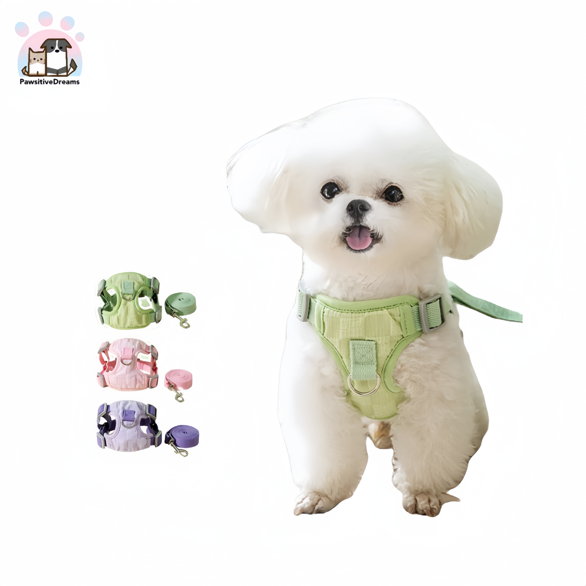 Hipidog Bubble Grid Fabric Adjustable Harnesses With Leash For Cat & Small Dog - Pawsitive Dreams