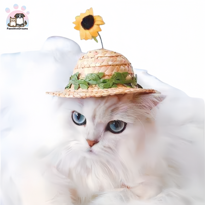 Yueyue Handmade Flower Straw Hat For Cat, Puppy, Small Dog - Pawsitive Dreams