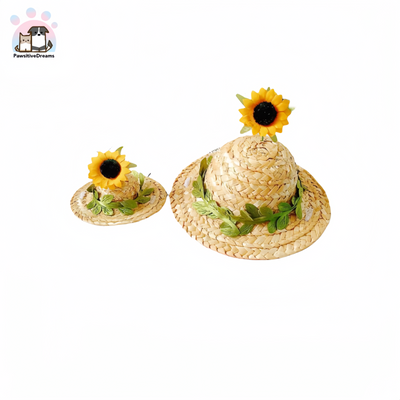 Yueyue Handmade Flower Straw Hat For Cat, Puppy, Small Dog - Pawsitive Dreams