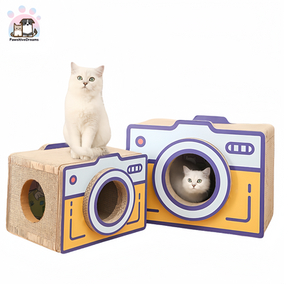 Hoopet Camera-Shaped Cat Scratcher and Bed Combo - Pawsitive Dreams