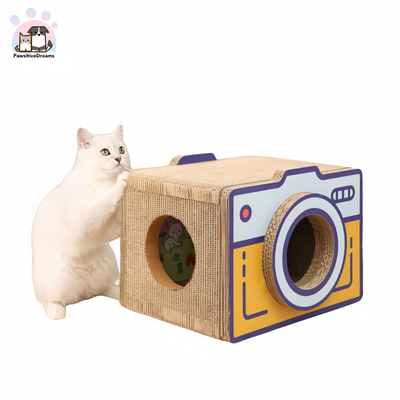 Hoopet Camera-Shaped Cat Scratcher and Bed Combo - Pawsitive Dreams