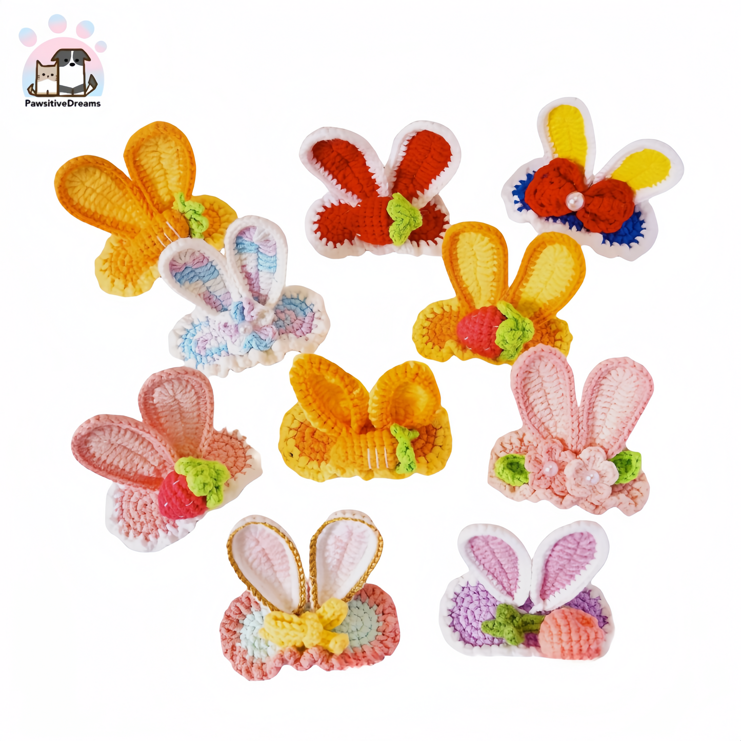 DIY Handmade Knitted Cotton Cute Bunny Ear Dog Hair Clip For Medium, Large Dog and Parent - Pawsitive Dreams