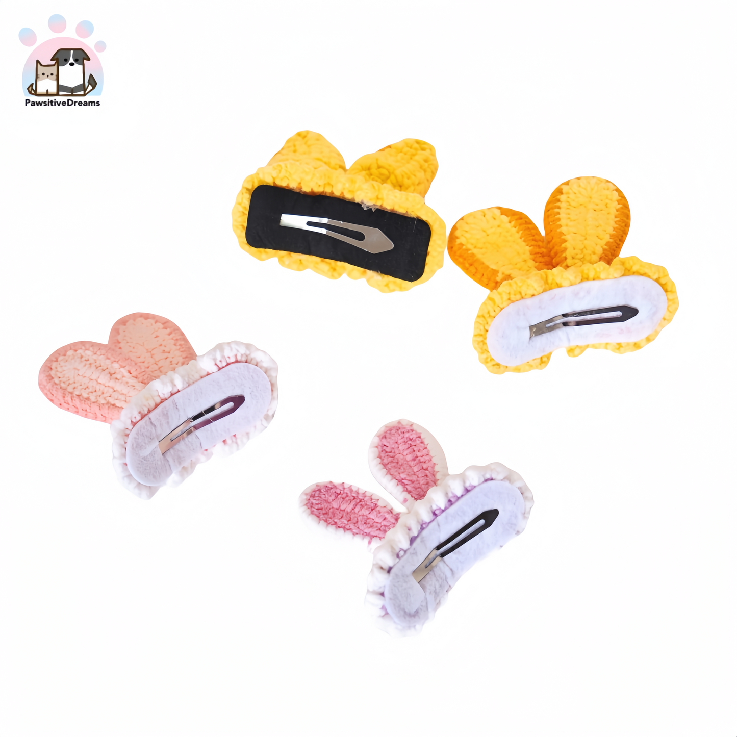 DIY Handmade Knitted Cotton Cute Bunny Ear Dog Hair Clip For Medium, Large Dog and Parent - Pawsitive Dreams