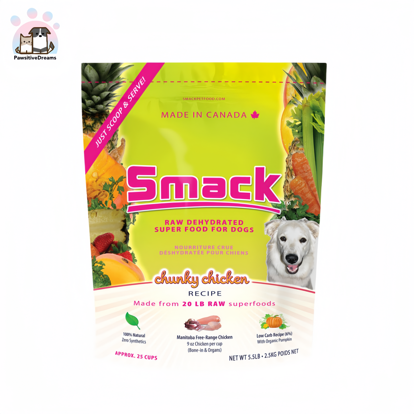 Smack Raw Dehydrate Chunky Chicken Super Dog Food