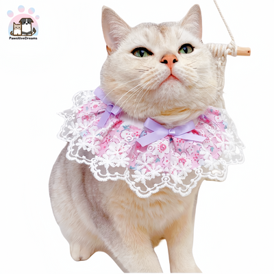 Yueyue Handmade Adjustable Lace Collar With Flower Pattern For Cat and Dog - Pawsitive Dreams