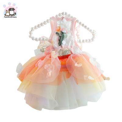 Accope Rainbow Butterfly Princess Dress With Multi-layer Tulle For Cat & Small Dog - Pawsitive Dreams