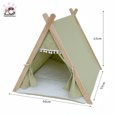 Wooden Stable Large Space Pet Tent for Cat and Dog Removable Cover - Pawsitive Dreams