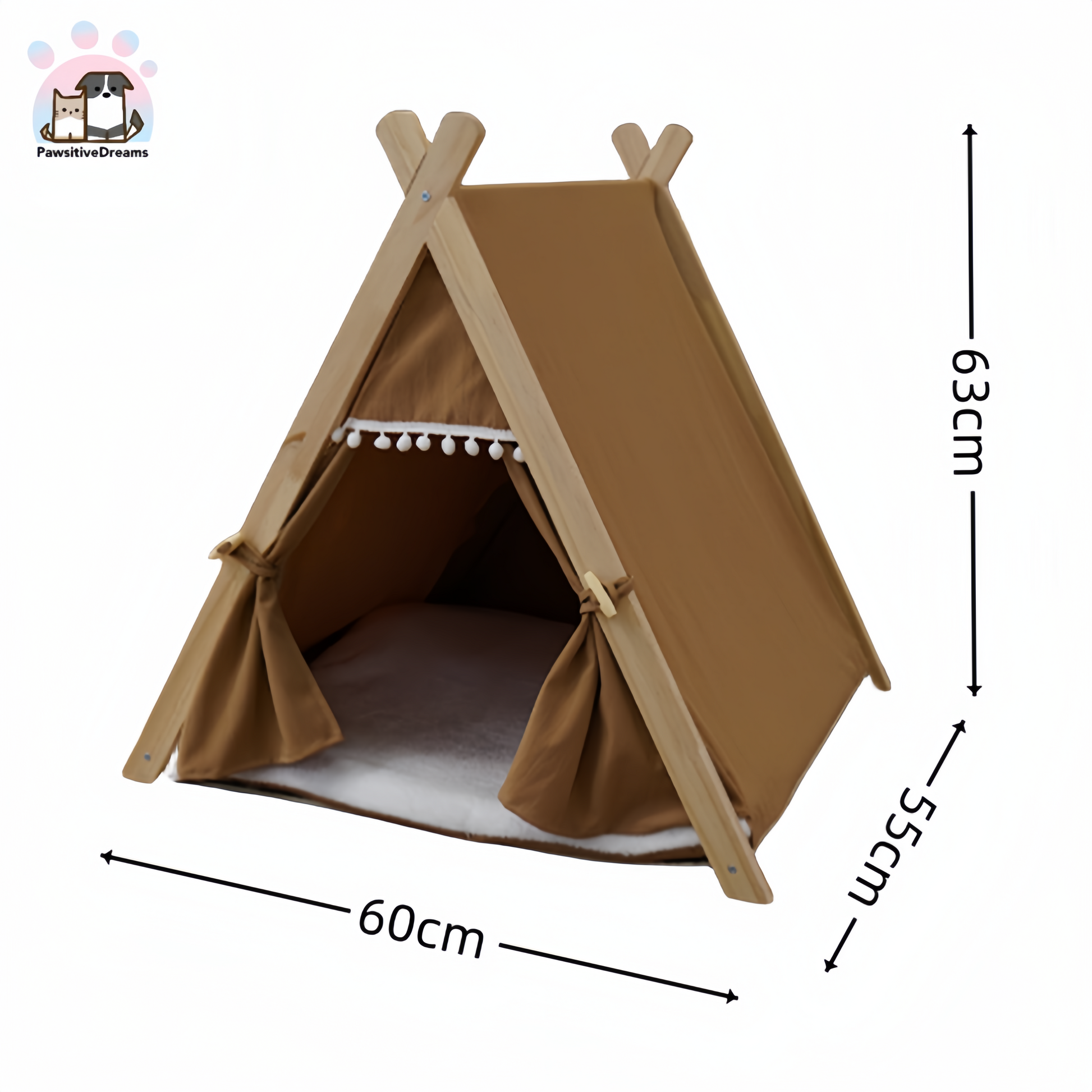 Wooden Stable Large Space Pet Tent for Cat and Dog Removable Cover - Pawsitive Dreams