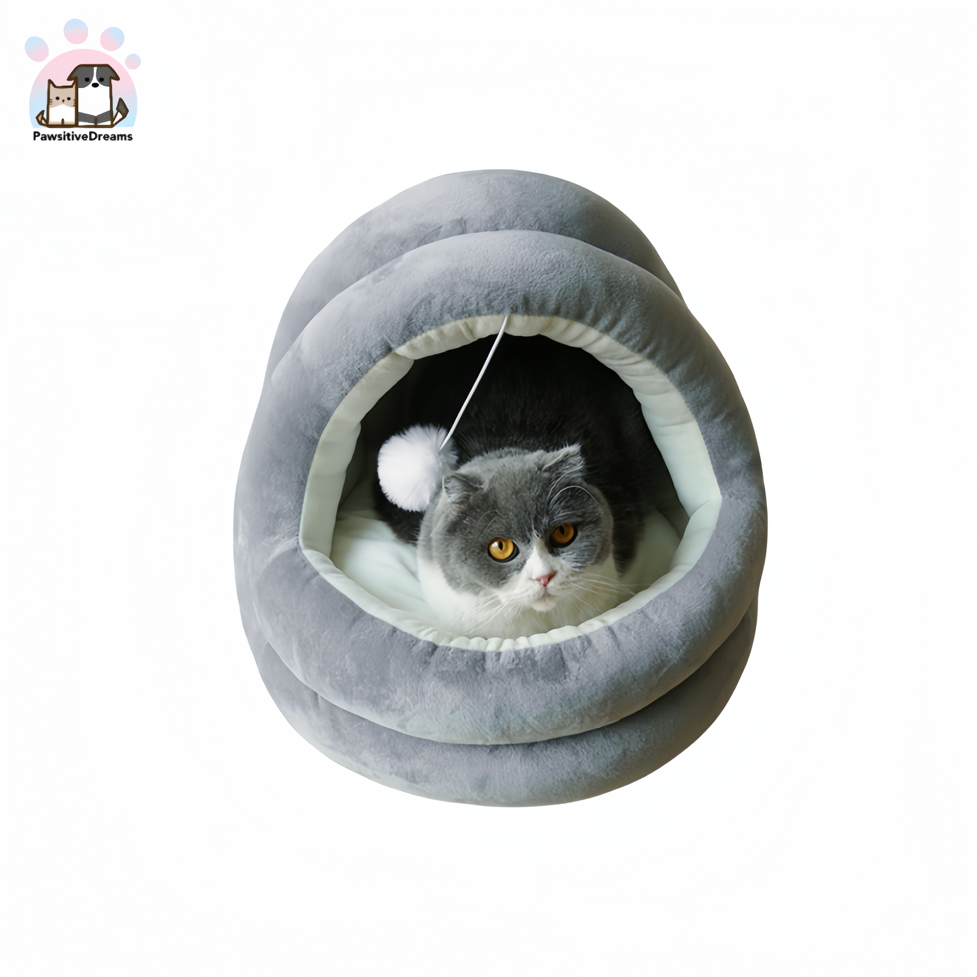 Soft Grey Cuddle Cave Cat & Dog Beds - Pawsitive Dreams