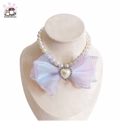 Yueyue Handmade Colorful Polyester Bowknot Necklace With Imitation Pearls For Cat and Dog - Pawsitive Dreams