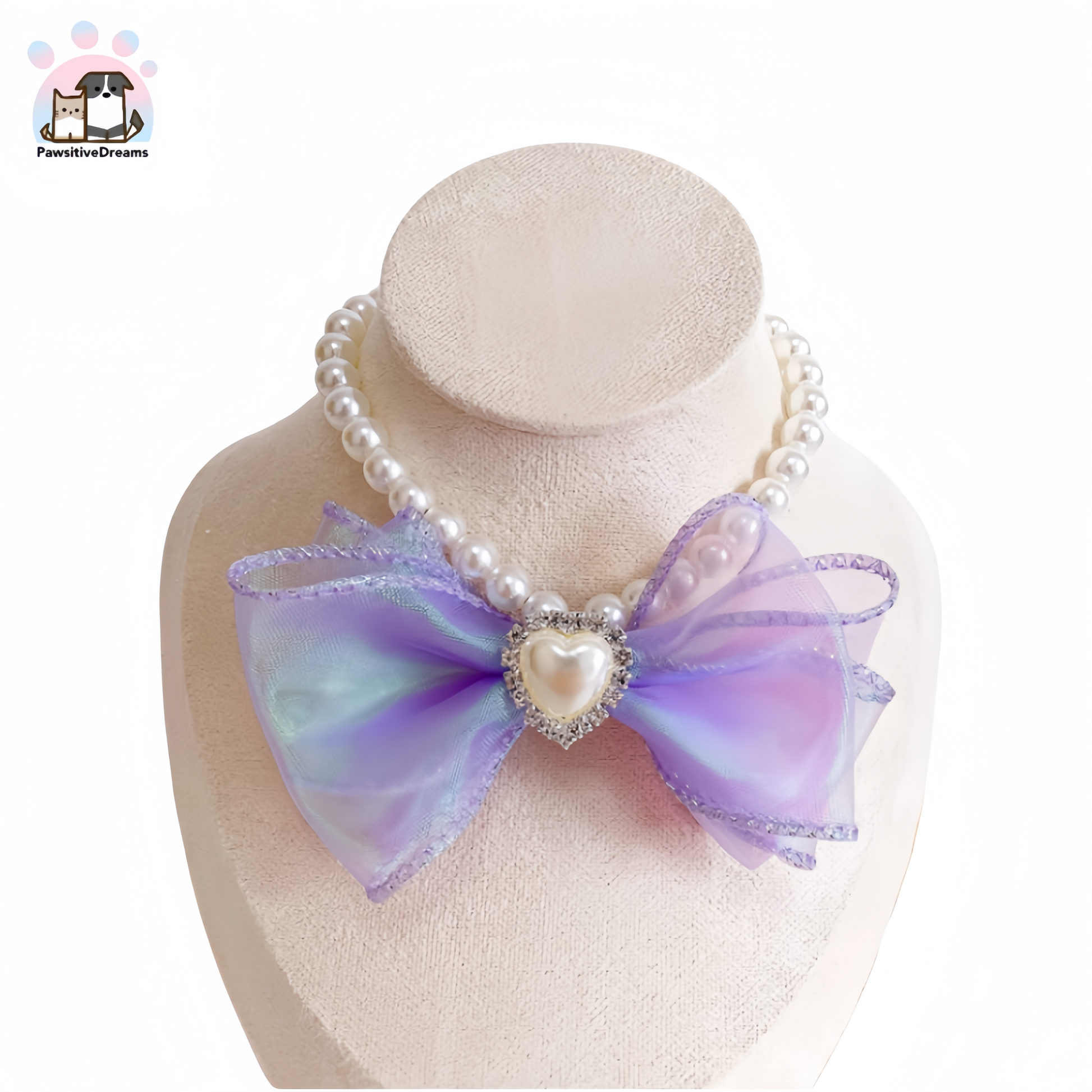 Yueyue Handmade Colorful Polyester Bowknot Necklace With Imitation Pearls For Cat and Dog - Pawsitive Dreams