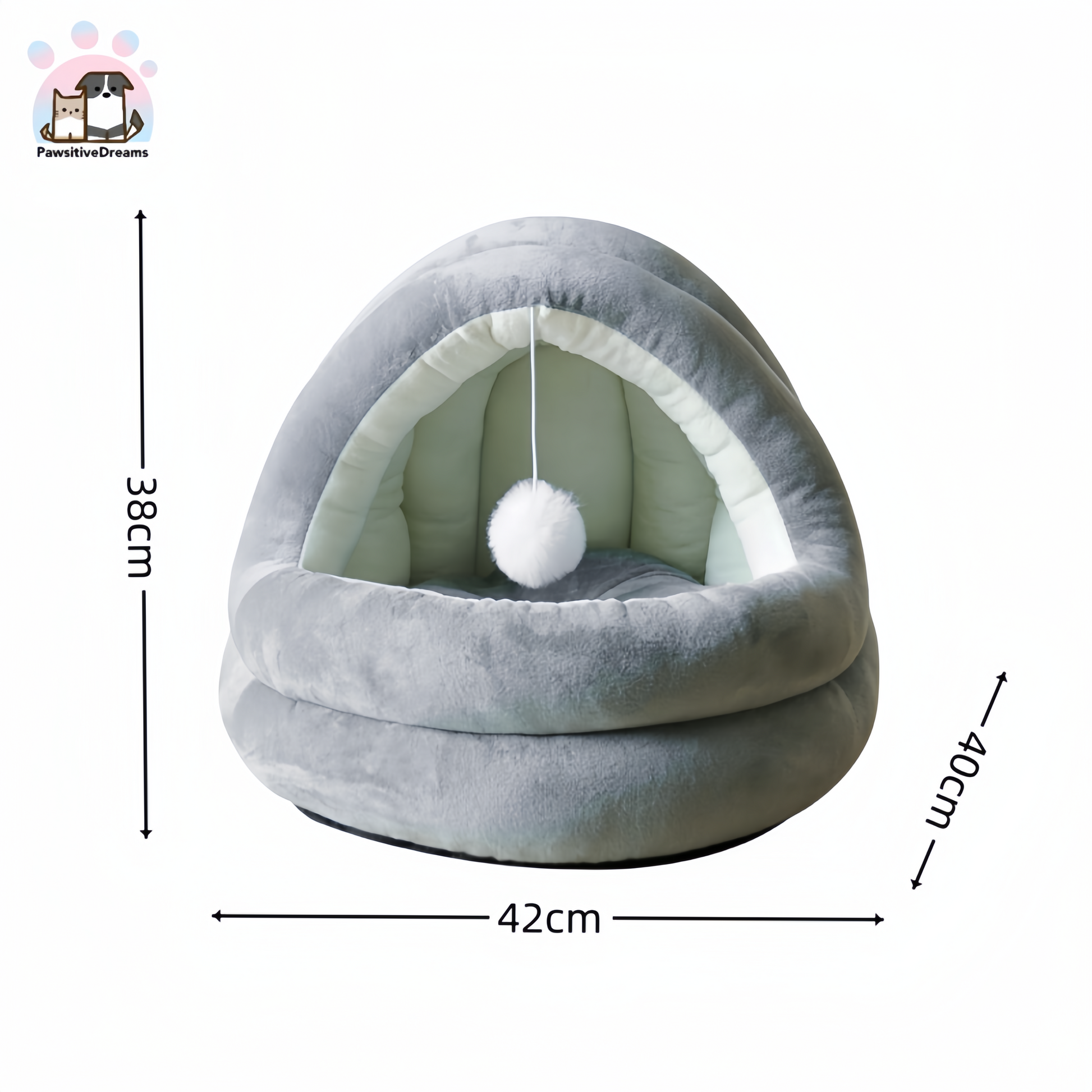 Soft Grey Cuddle Cave Cat & Dog Beds - Pawsitive Dreams