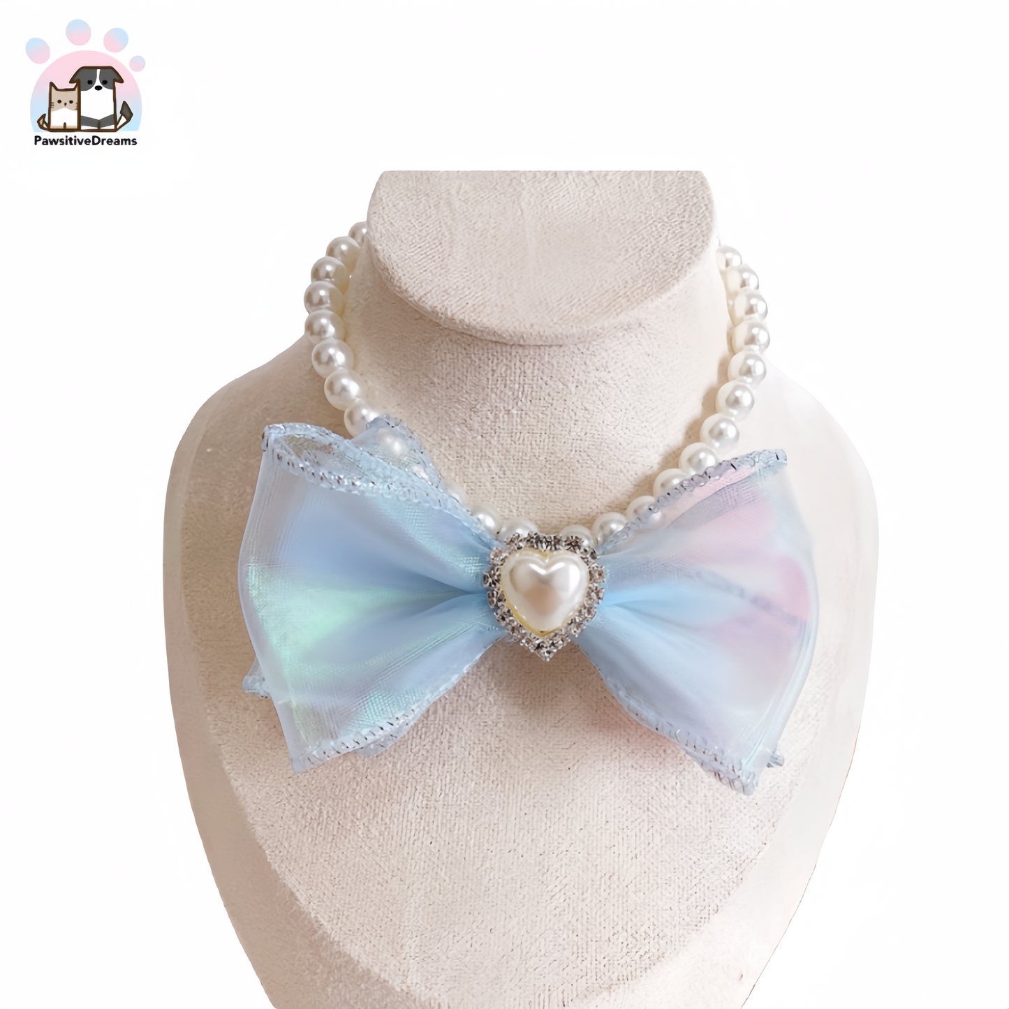 Yueyue Handmade Colorful Polyester Bowknot Necklace With Imitation Pearls For Cat and Dog - Pawsitive Dreams