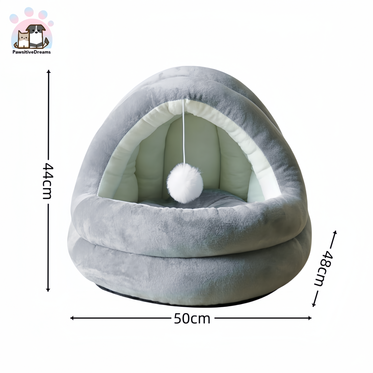 Soft Grey Cuddle Cave Cat & Dog Beds - Pawsitive Dreams