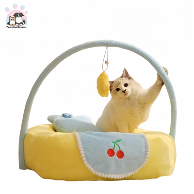 Hoopet Winter Warmth Semi-Enclosed Pet Bed With Rabbit Pillow - Pawsitive Dreams