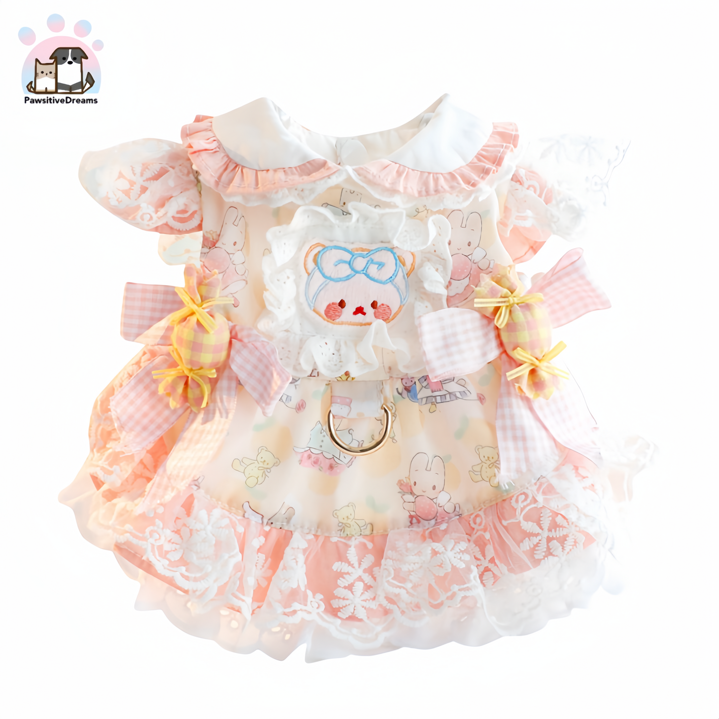 Accope Sugar Pink Bear Lolita Dress For Cat & Small Dog - Pawsitive Dreams