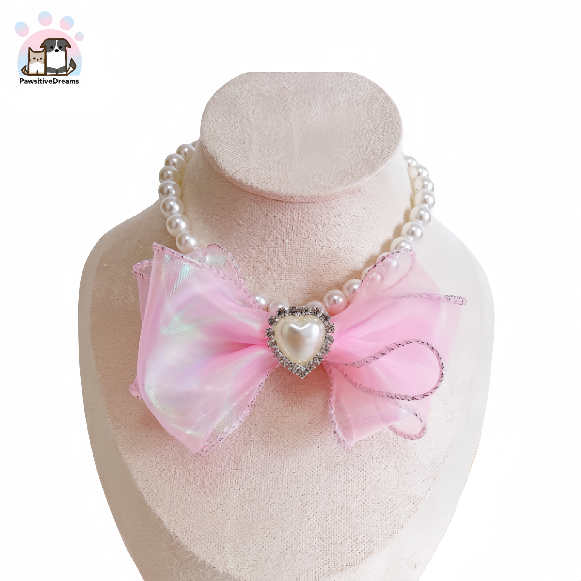 Yueyue Handmade Colorful Polyester Bowknot Necklace With Imitation Pearls For Cat and Dog - Pawsitive Dreams