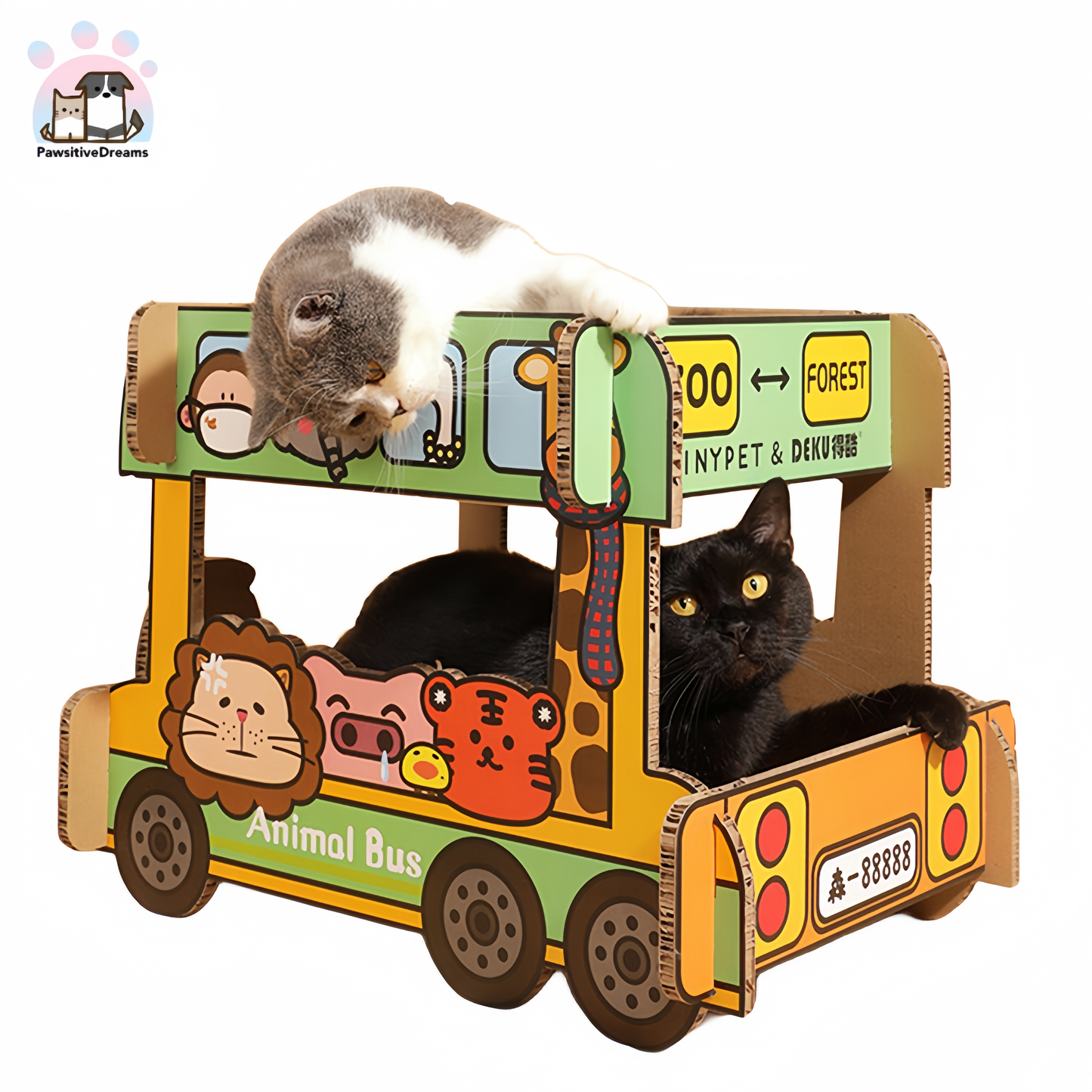 Tinypet Double-Decker Bus Large Cat Scratching Post With Cushion - Pawsitive Dreams