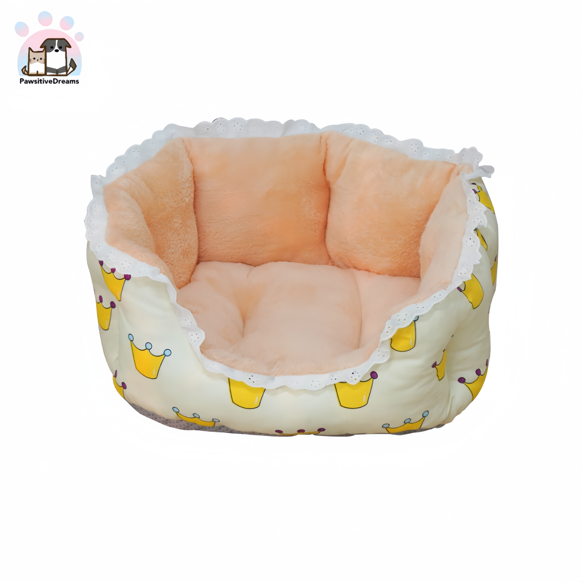 Seasonal Crown Pattern Rectangular Bolster Cat & Dog Beds - Pawsitive Dreams